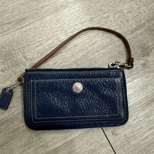 Coach Elegant Navy Leather Wristlet